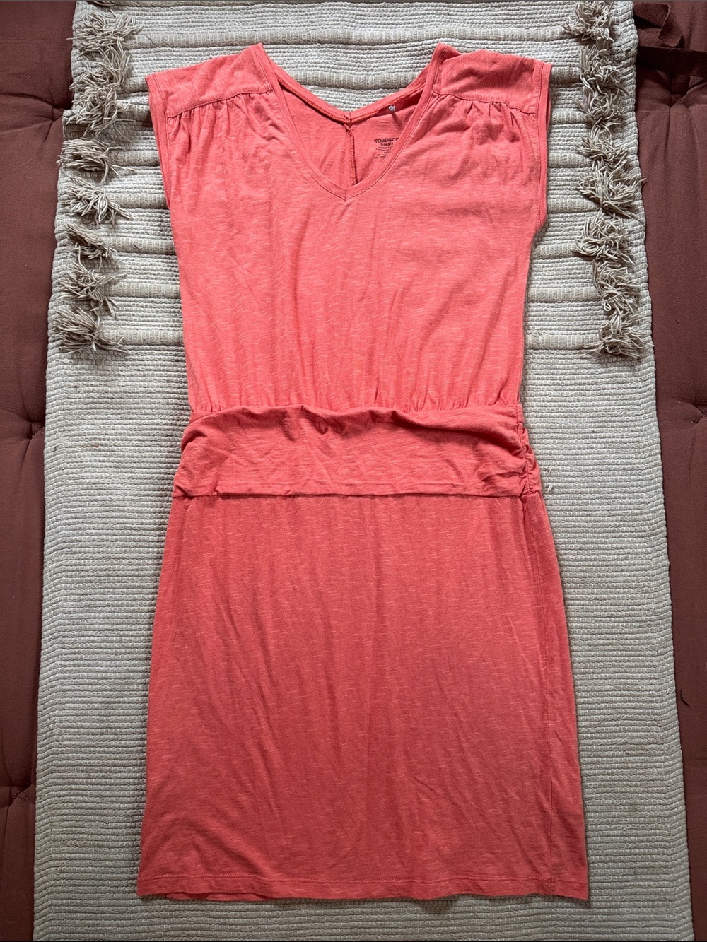 Toad&Co Zeta dress short coral orange organic cotton tencel excellent womens S